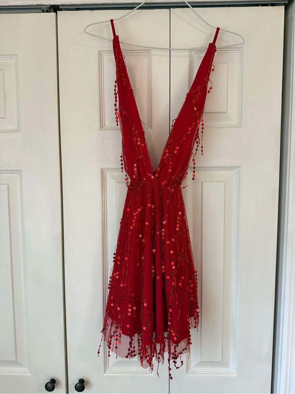 Hello Molly Bright Red Sequin Party Dress - Picture 2 of 5